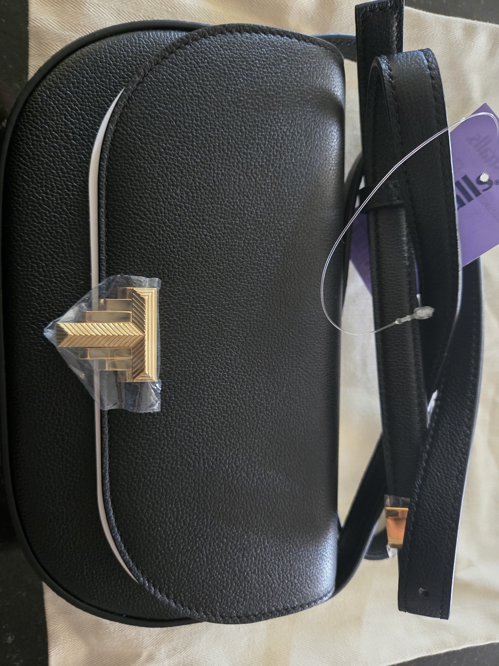 Tiffany & Co. Black Leather Crossbody with Gold-Tone Hardware